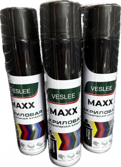 Аэрозольная краска акриловая черная матовая в баллоне Veslee